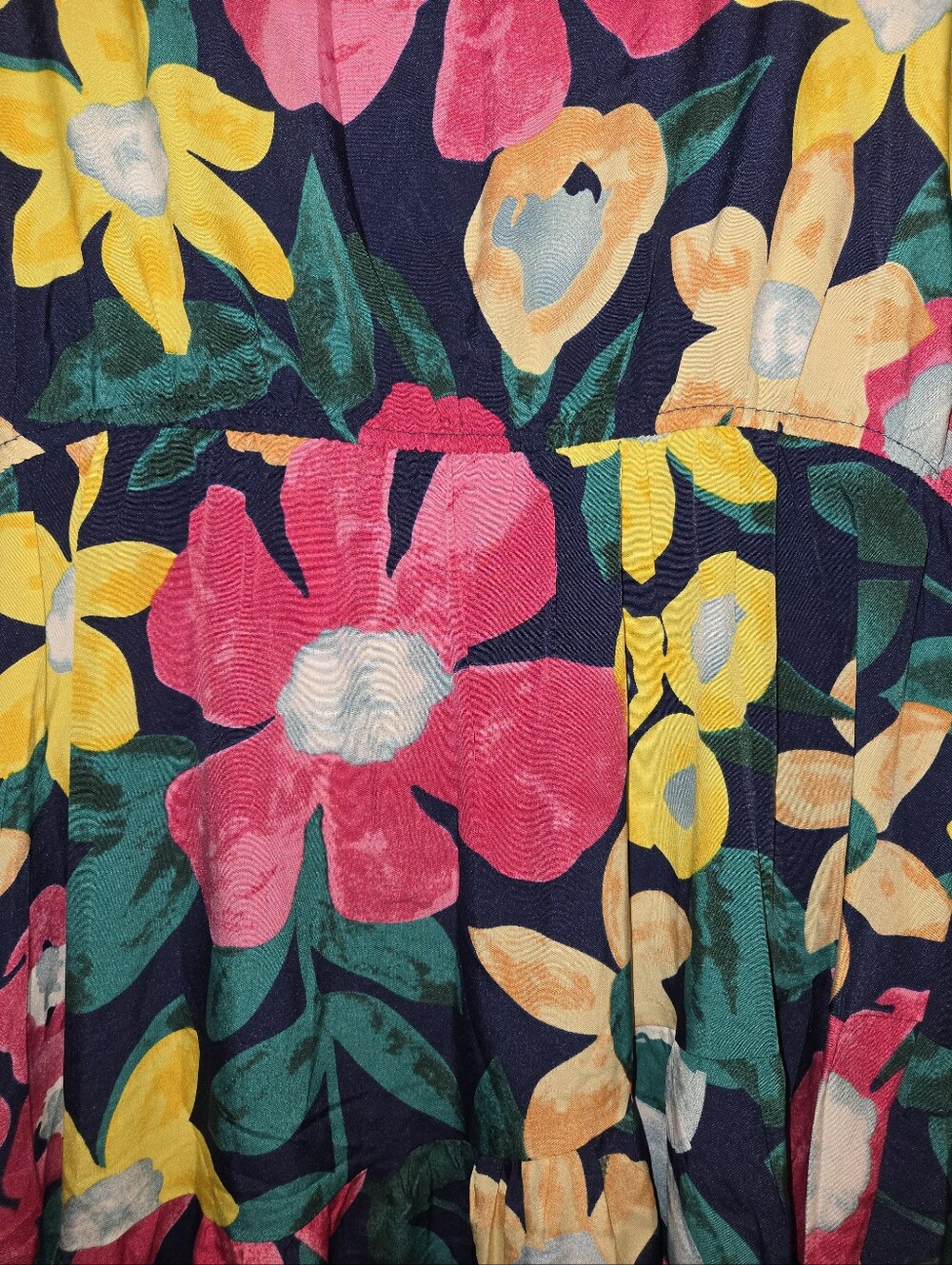 New Umgee Navy Floral Split Neck Midi Dress Size XL - Picture 4 of 6